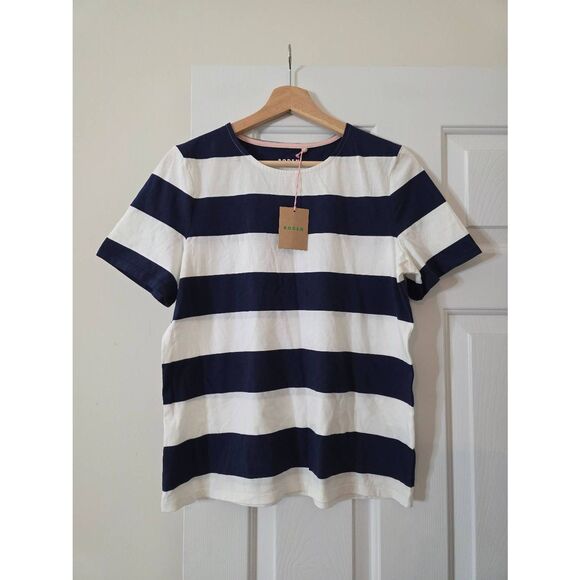 Boden Striped T Shirt US 8, Navy NWT - Picture 1 of 5
